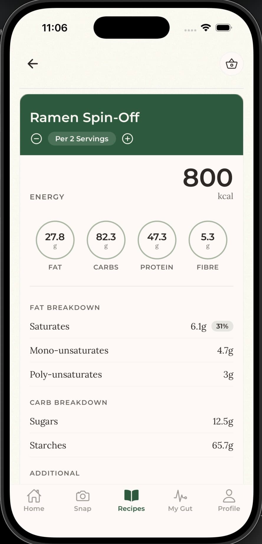 Full nutrition breakdown