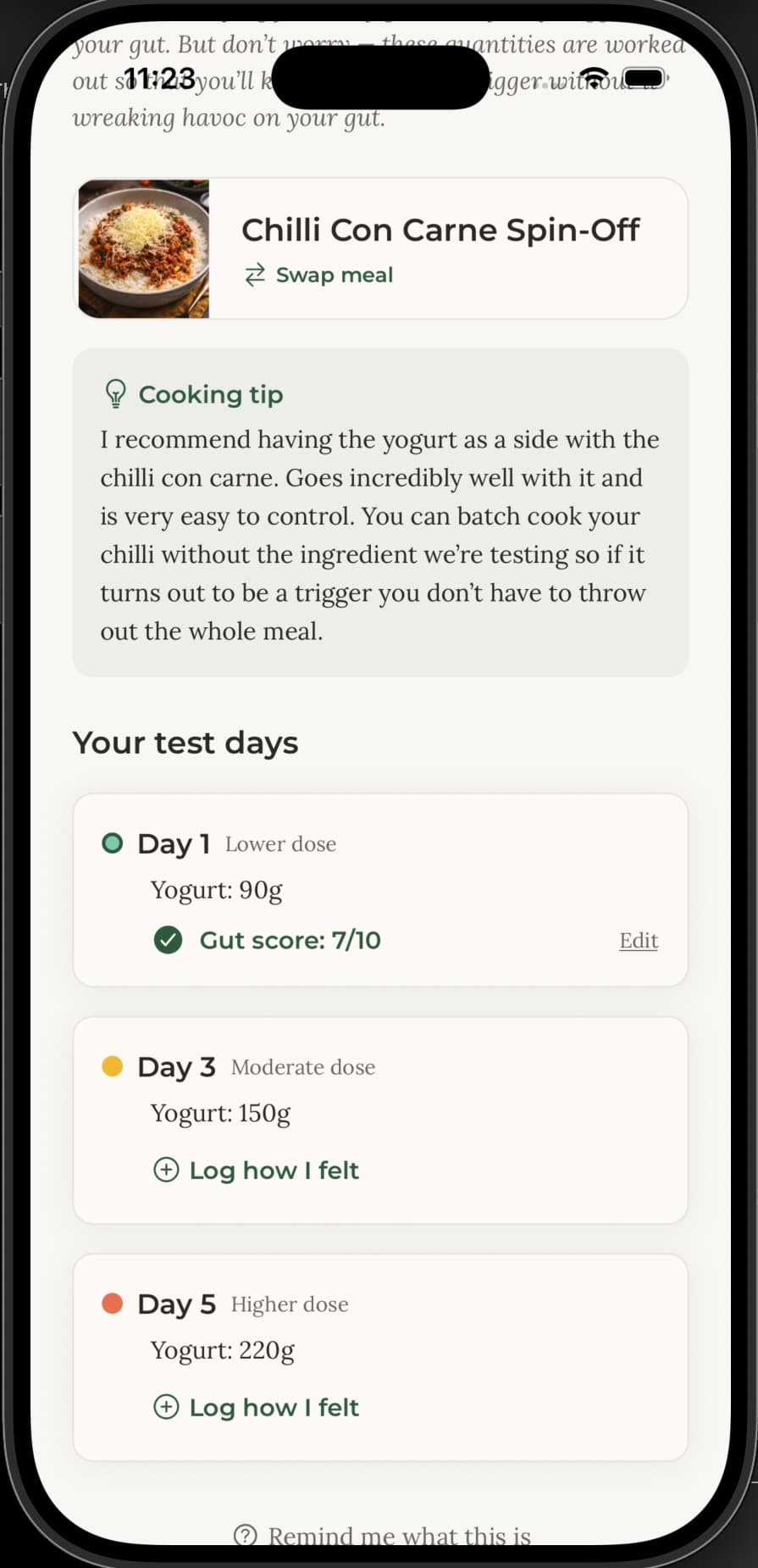 Three test doses